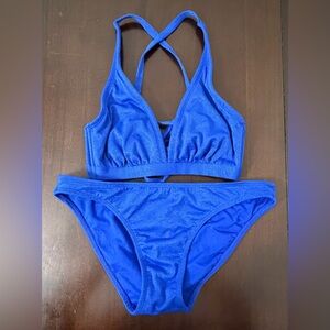 Xhilaration Blue Bikini Set Large Strappy Top & Bottoms
